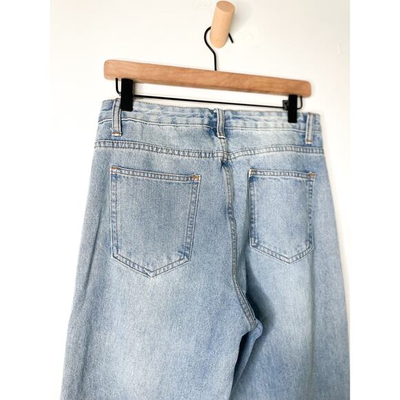 Lioness Alabama Split Leg Baggy Jeans Small Blue Trendy Fall Slouchy Denim - Picture 10 of 12